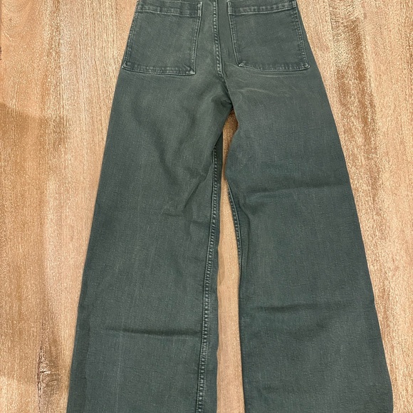 Zara Marine Straight Green High-Waisted Pants - Picture 2 of 4